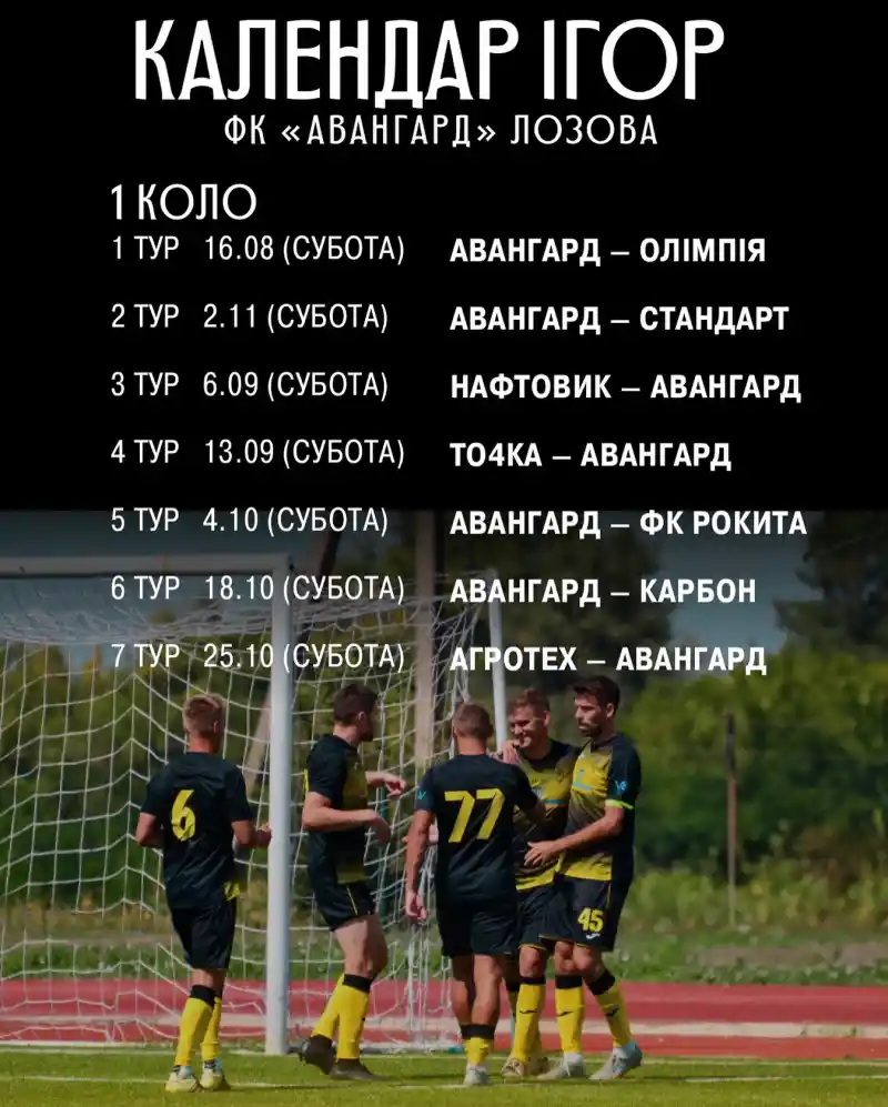 ФК «Авангард» Лозова стартував у чемпіонаті ААФУ з перемоги: оприлюднено календар матчів